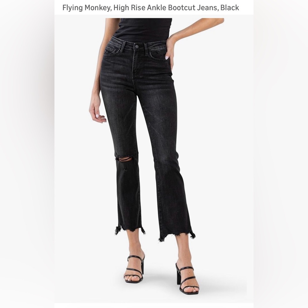 Flying Monkey Distressed Black Ankle Jeans